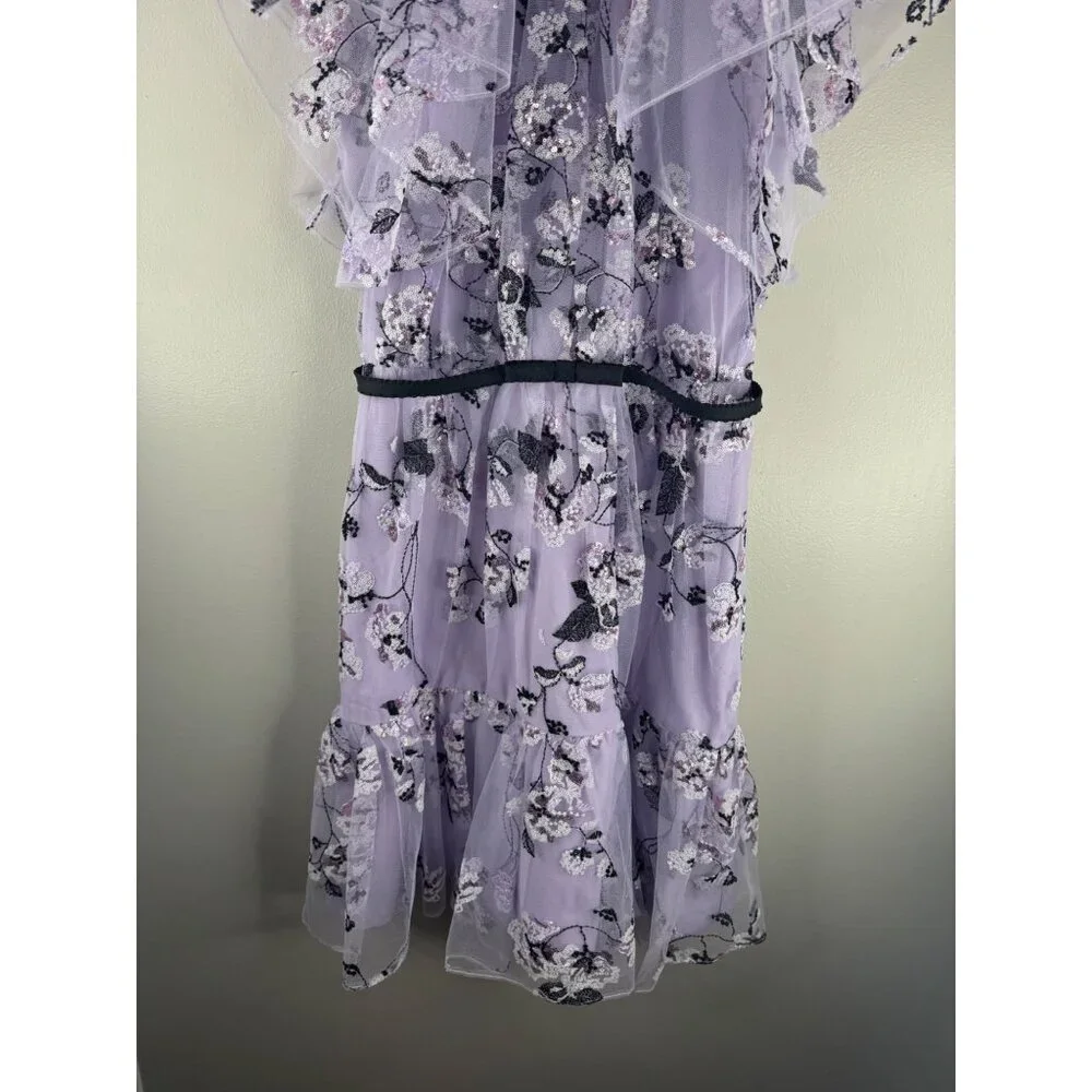 NWT ML Monique Lhuillier Floral Embroidered Mini Dress Size 4 Embellished Rare - Picture 16 of 16
